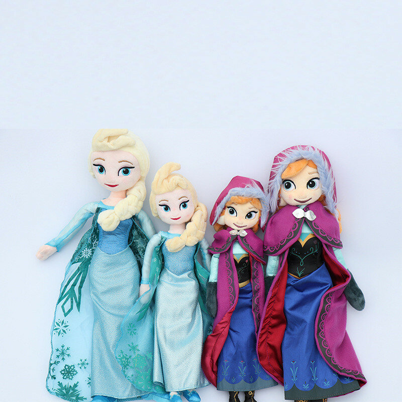 Bonecas Anna e Elsa congeladas para crianças, princesa rainha da neve, brinquedos de pelúcia recheados, presente de aniversário 40 cm, 50cm, 2 peças por conjunto
