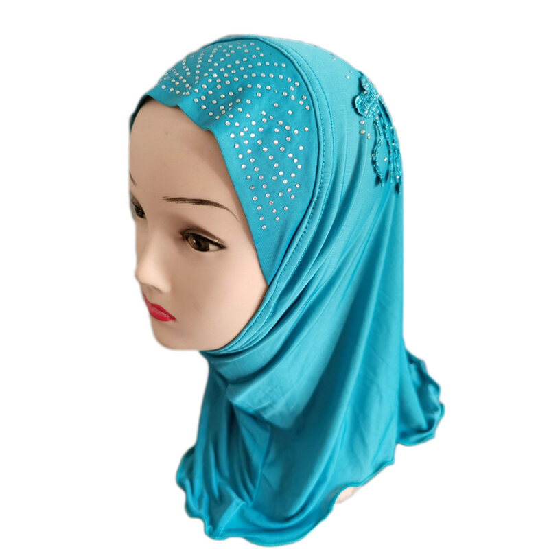Cachecol islâmico hijab para meninas, cachecol lindo com borlas de strass para meninas de 2 a 7 anos, echarpe árabe