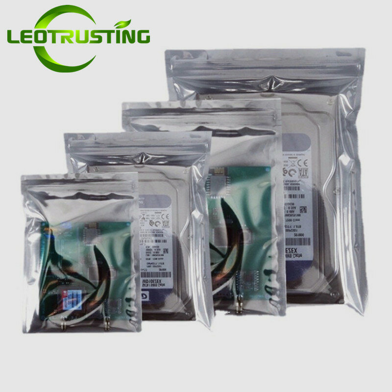 Resealable Zip Lock Bag, Anti-Static Blindagem, ESD Anti-Static Instrumento Chip, Acessórios eletrônicos, Bateria, Bolsas USB, 100pcs