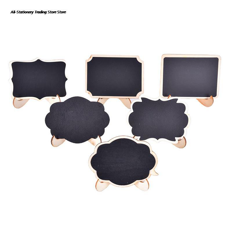 6スタイルミニ木製ホワイトボードメッセージボード黒板小さな注意黒板スタンドホームデコレーションクラフトメッセージボードの装飾品