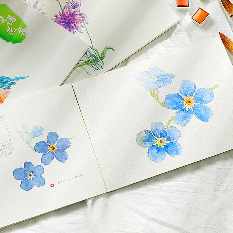 Livro de Aquarela com Tutorial, Line Draft Coloring Book, Arte pintada à mão, Aprenda Ilustração para Exercícios, 300g, 10 Folhas