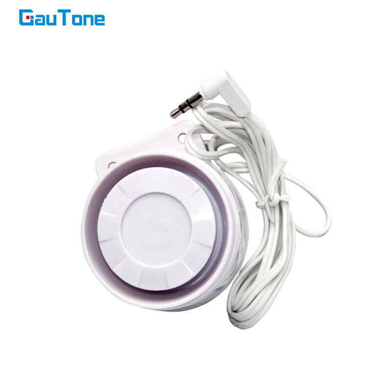 GauTone-altavoz de sirena con cable, Conector de 3,5mm para sistema de alarma GSM inalámbrico, seguridad para el hogar, PG103, PG107, PG105, PG106