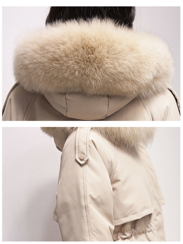 Модный женский зимний пуховик средней длины 2021 новый стиль воротник из лисьего меха Корейская свободная парка пальто женская одежда JF22646