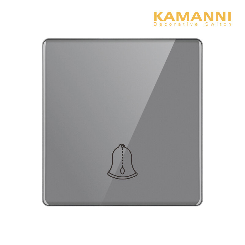 Kamanni interruptor de campainha de parede, tamanho 86mm * 86mm, casa lembrar botão painel de cristal de vidro temperado, interruptor de botão de reset automático