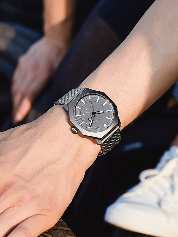 Julius-reloj con fecha automática para hombre, pulsera de acero inoxidable con diseño japonés Mov, no elegante, caja de regalo de cumpleaños, Padre
