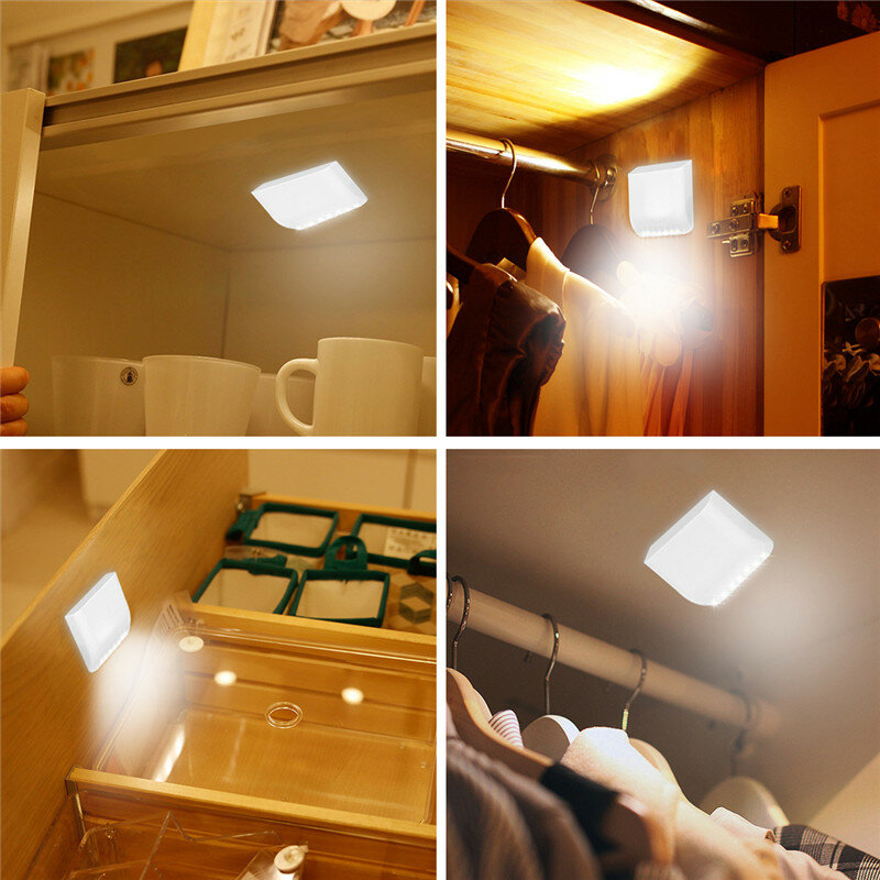 Lámpara nocturna con Sensor de movimiento PIR, luz nocturna inteligente con batería, 7LED, para armario, cajón y dormitorio