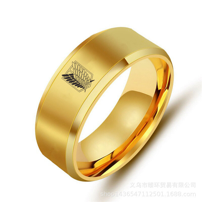 5 cores ataque em titan preto tira de aço inoxidável anel asas da liberdade bandeira anéis de dedo para homens feminino jóias anime fãs