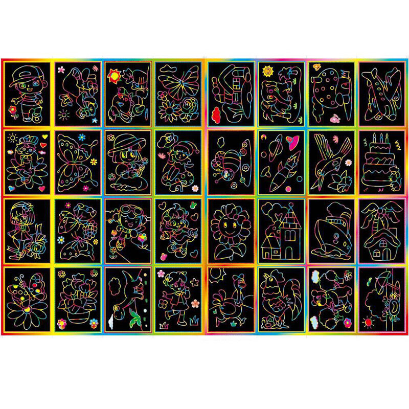20Pcs/10Pcs Magic Scratch Art Doodle Pad Sand Painting Cards Early Educational Learning Creative Drawing Toys for Children