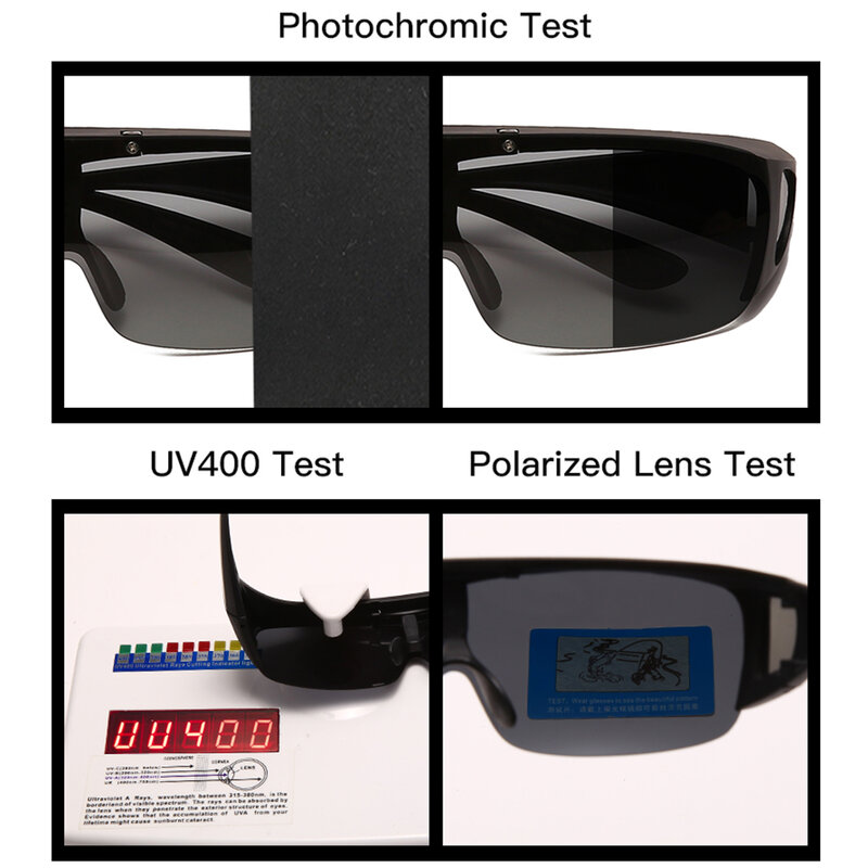 Kacamata Hitam Flip Up Terpolarisasi Fotochromic Memancing Pria Luar Ruangan UV400 Kacamata Berubah Warna Persegi untuk Mypoia