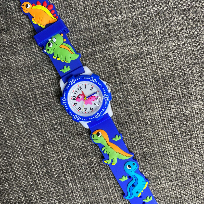 Новое поступление 2021, милые детские часы с мультяшным динозавром, повседневные кварцевые часы из искусственной кожи с цветным циферблатом для мальчиков и девочек, спортивные наручные часы, часы