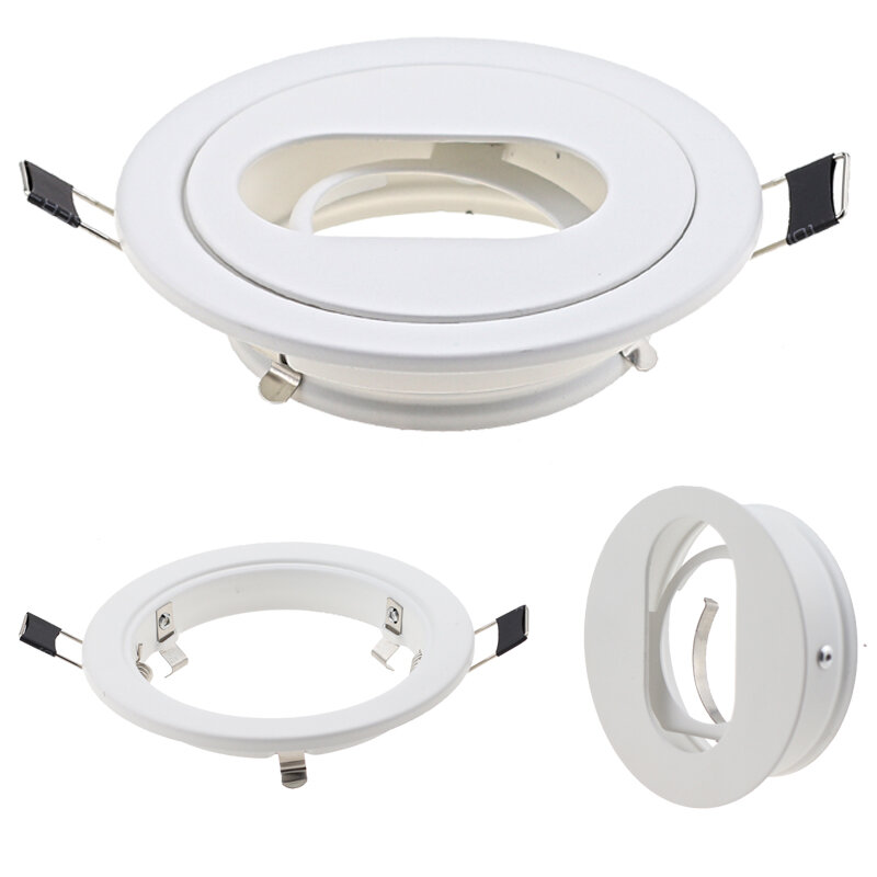 5pcs/lot White Aluminium Frame Trim Kits Recessed Downlights Gu10 Fitting Round Oval MR16 GU10 Led Spotlight Bulb Holder Frame
