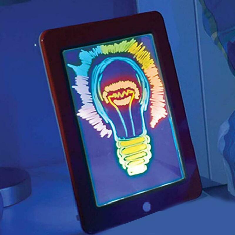 Kuulee 3D Magia Desenho Pad Placa de Luz LED Luminoso Brinquedo Desenvolvimento Intelectual Crianças Pintura Ferramenta de Aprendizagem