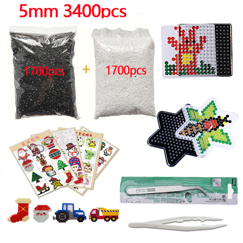 200g White+black 5mm Hama Beads Fuse beads Set Puzzles Toy Learning Fuse beads Toys for Children creative toys Free shipping