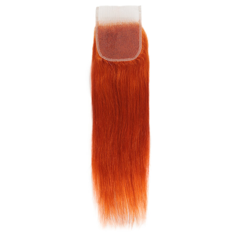 Remy forte-pacote de cabelo liso, loiro, laranja, com fecho reto, 3 pacotes de cabelo brasileiro, 613
