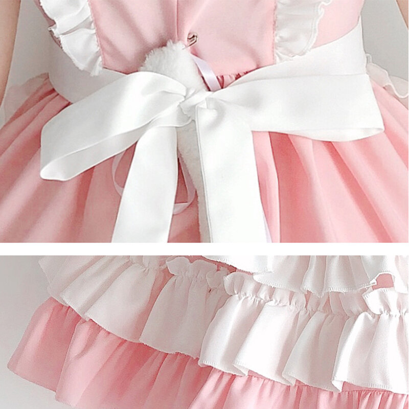 OP preto e branco fantasia de cosplay rosa para mulheres, coleção Sweet Lolita, uniforme macio, vestidos de princesa, kawaii, menina