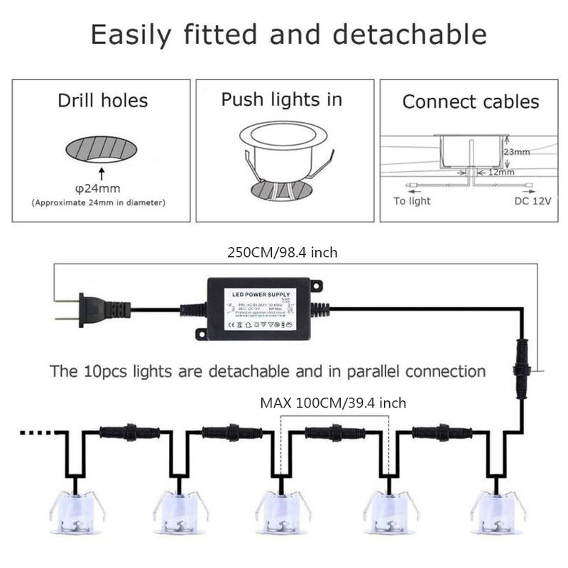 LED Deck Light IP67 กันน้ำสแตนเลสโคมไฟสวนบันไดใต้ดินหลอดไฟ 32 มม.Deck POST Light Spotlight