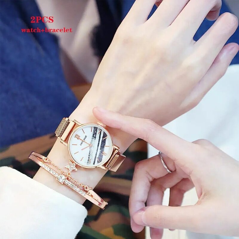 高級レディース腕時計2020女性の腕時計ブレスレットセットファッションレトロクォーツ腕時計女性腕時計女性のための時計