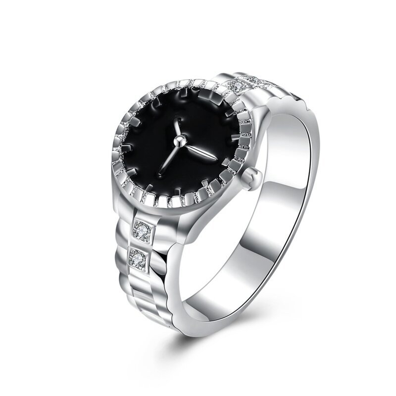 Groothandel, Kerstcadeau Voor Vrouwen Dame Horloge Stijl Ring Mooie Bruiloft Zilveren Kleur Ring Leuke Fashion Klassieke Sieraden