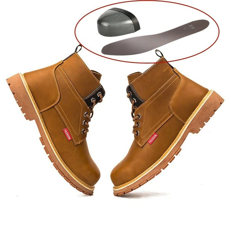 Kevra midsole an1 aço toe botas masculinas anti-smashing botas de segurança de trabalho de couro genuíno # yd807
