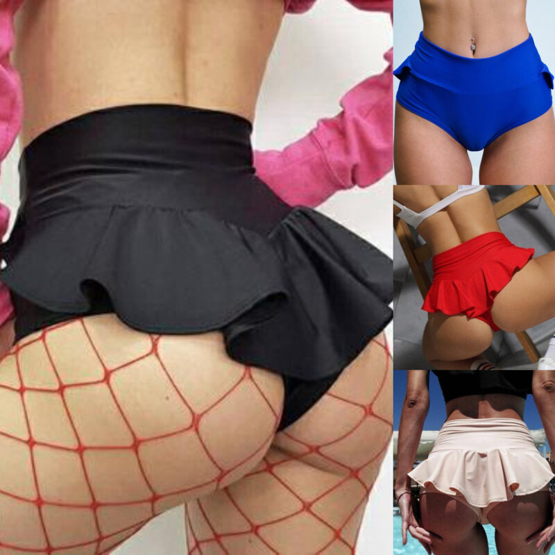 Damskie seksowne spodenki sportowe Ruffles Mesh spódnica do tenisa dziewczyny siłownia krótka spódnica do tańca spodenki 2021 solidny kolor spódnica antypoślizgowe spodenki