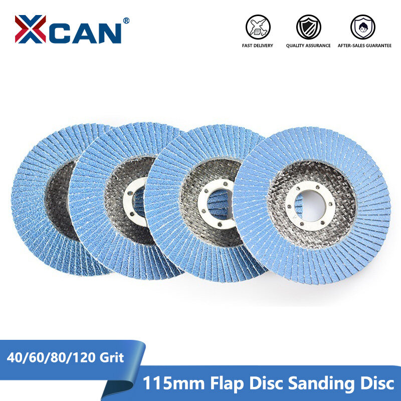 XCAN-Discos de lijado de aleta para amoladora angular, herramienta abrasiva de lijado, 115mm, 4,5 pulgadas, 40/60/80/120 grano