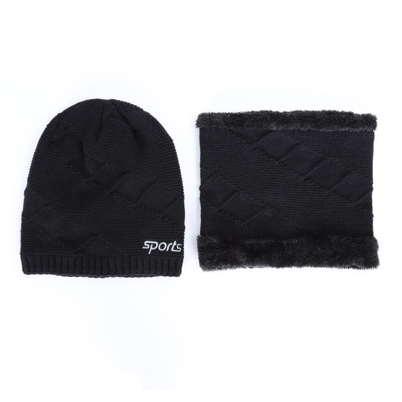 2019 invierno nuevo sombrero de punto para hombre sombrero de traje bufanda forro de piel gruesa pasamontañas de abrigo de esquí moda de alta calidad gorra de algodón para montar en frío
