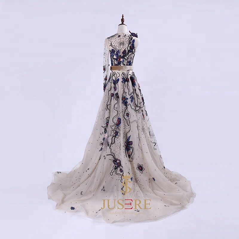Jusere Robe De Soiree Blue Strapless Haute Couture Party Dress 2020 Ruche Formele Gowns Avondjurken