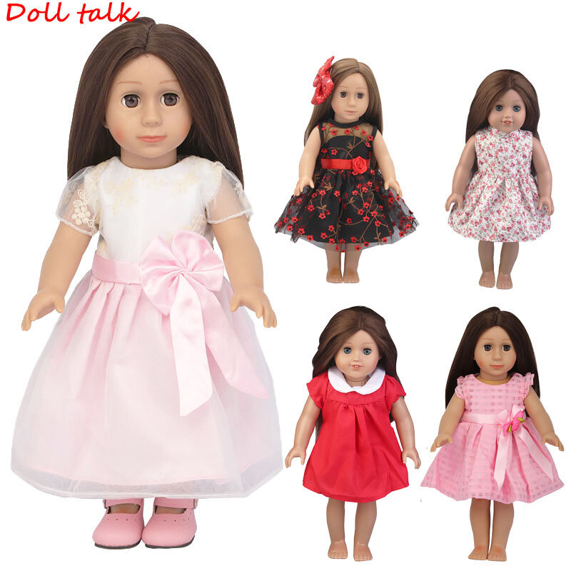 Boneca americana, 18 cores, boneca de princesa, vestido de boneca, saia de roupas para 43cm, bebê, vestido rosa, boneca de brinquedo, fit