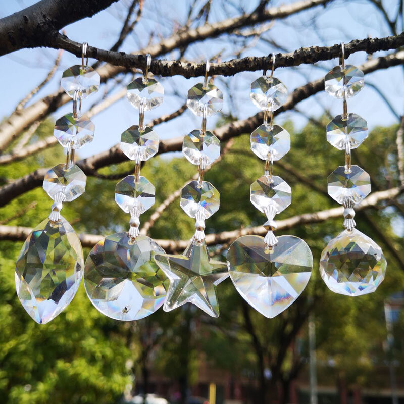 20pcs lampadari trasparenti cristalli lampada prismi parti pendenti pendenti con perline di cristallo ottagono accessori di illuminazione