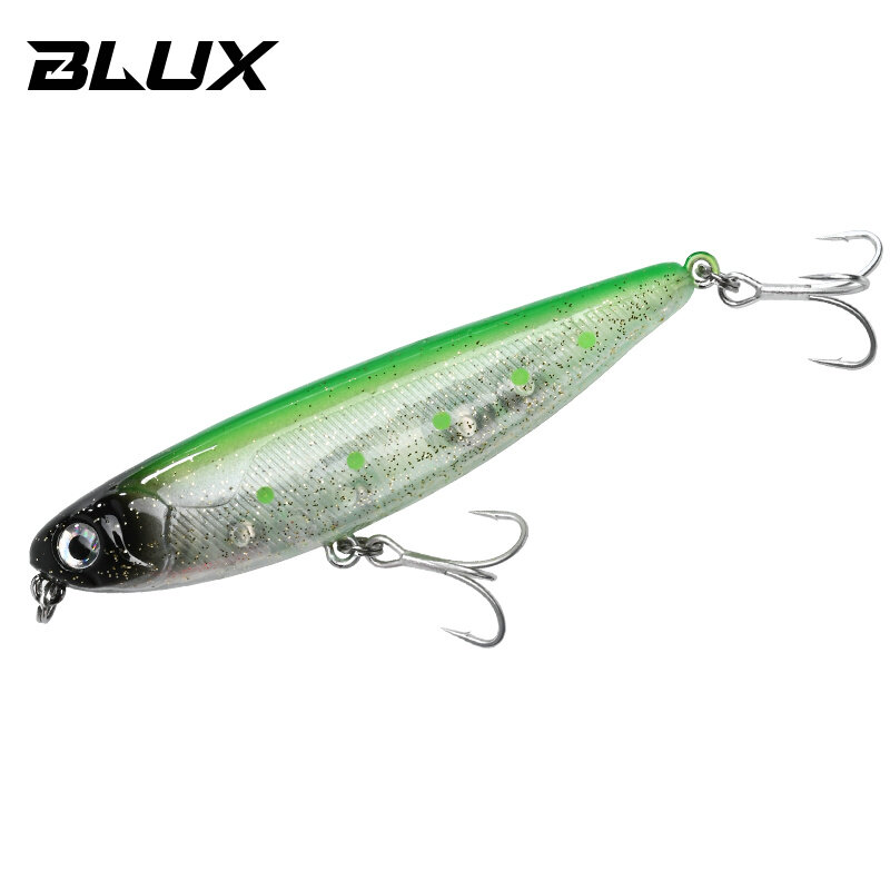 Blux-Natural Surface Walker Fishing Lure, Hard Bait Tackle, Andar o cão, Artificial Saltwater Bass, Lápis Topwater, 60 90 60 90mm