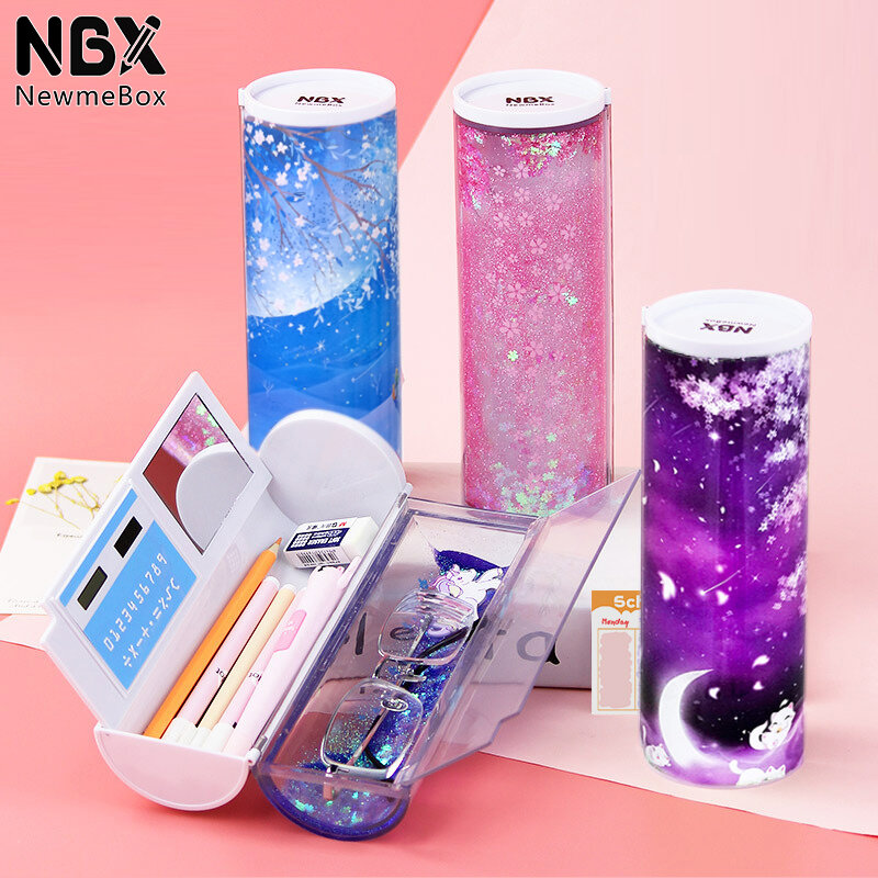 NBX-Borrador de pizarra transparente, estuche de lápices de Anime de pie, papelería Kawaii, suministros escolares para niñas y niños, 2021