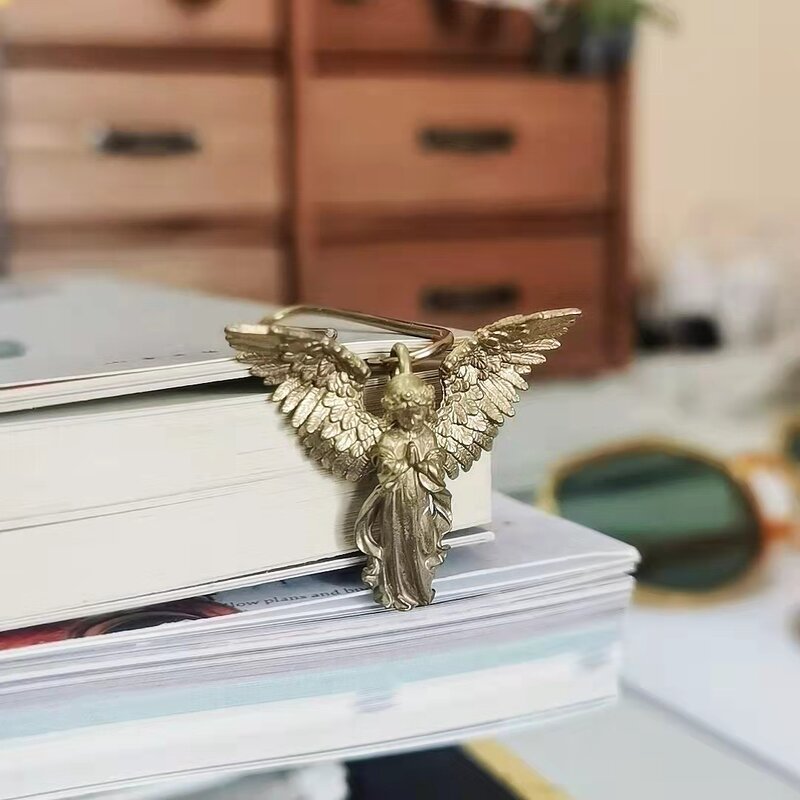 Ins Brass Angel Clip Vintage European Style Bookmarks Fashion Journal Decoration Planner Clip Cute Stationery