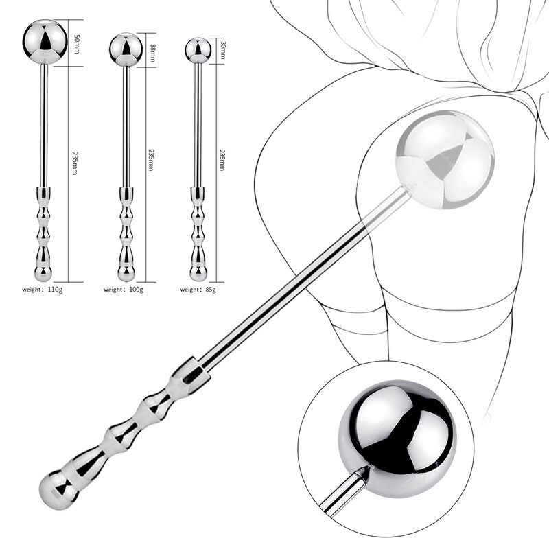 Sextoy Male Stainless Steel Anal Plug Butt Beads G Spot Wand Male Prostate Massage Stick Double Dildo Vagina Sex Toy Anal Dildo