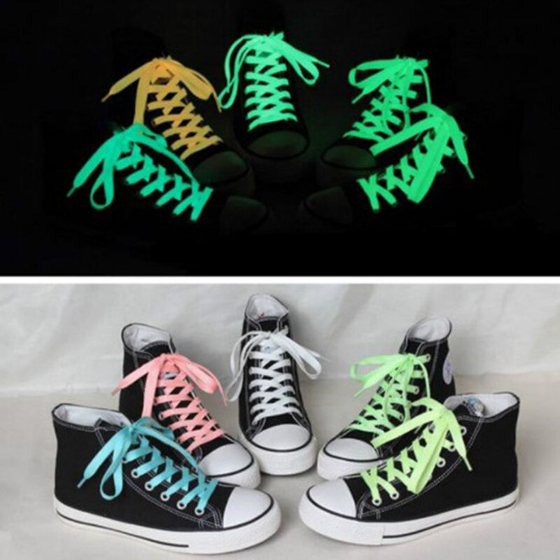 1 Pair Luminous Shoelaces Flat Sneakers Canvas Shoe Laces Glow In The Dark Night Color Fluorescent Shoelace 80/100/120/140cm