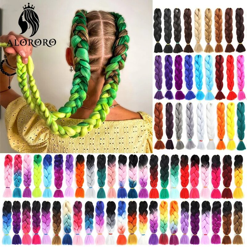 24 Inches Jumbo Braiding Hair Synthetic Hair Extensions Afro Ombre Crochet Braid Hair Wholesale For Women Alororo