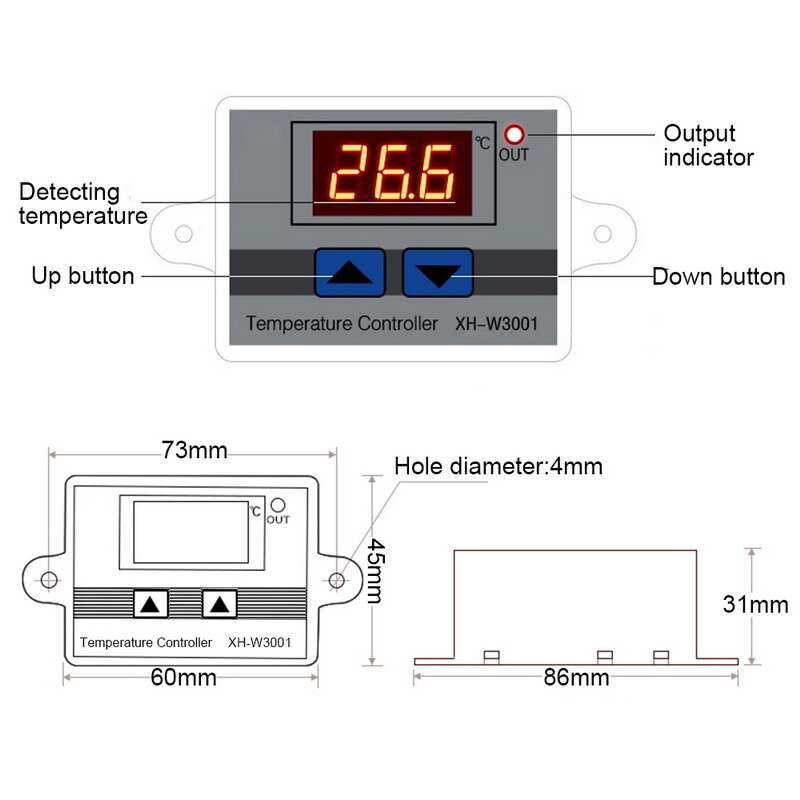 10A 12/24/110/220V AC mikrokomputer LED regulacja temperatury XH-W3001 do inkubatora chłodzenie przełącznik ogrzewania termostat z sondą