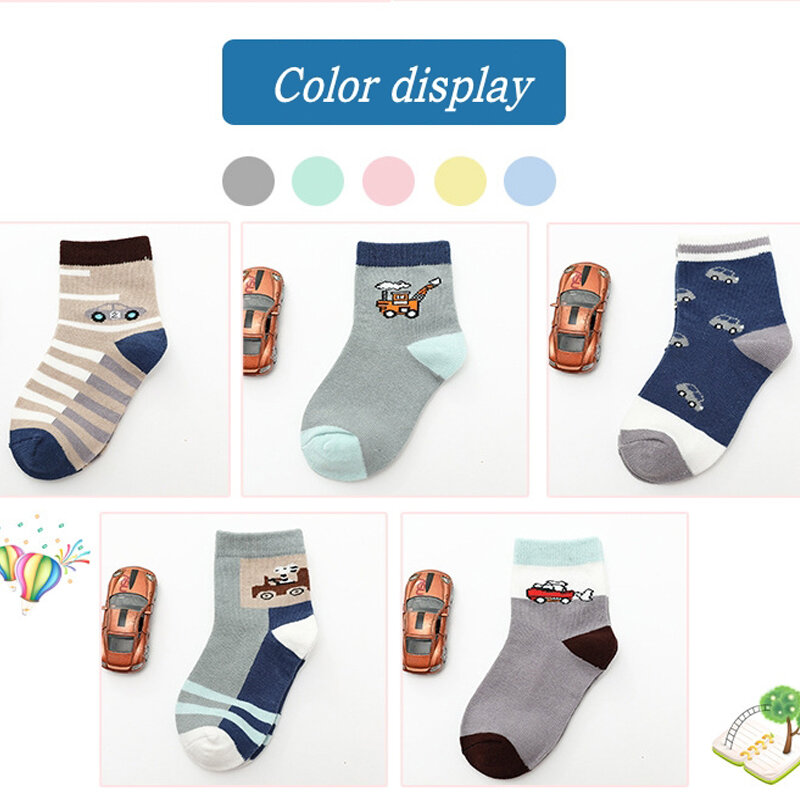 5 paia/lotto calzini per ragazzi autunno inverno calzini per bambini in cotone cartone animato 2-15 anni calzini per bambini