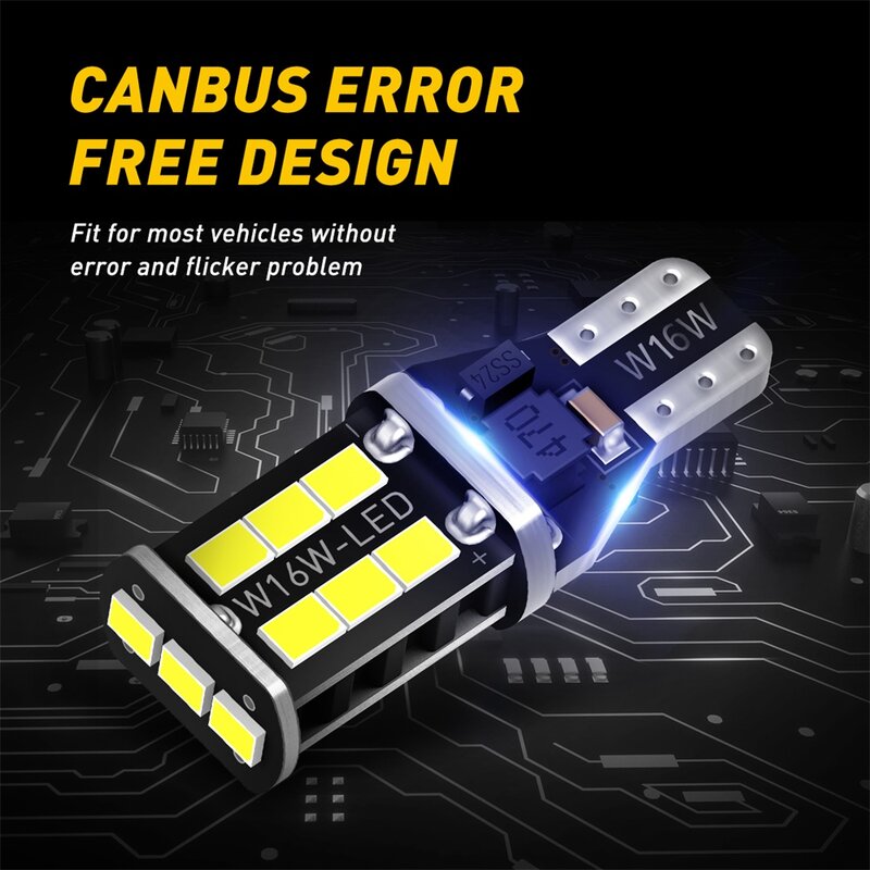 AUXITO 2PCS T15 W16W LED Canbus ไม่มีข้อผิดพลาดหลอดไฟ2835 SMD สำรองย้อนกลับ921 912หลอดไฟย้อนกลับหลอดไฟ Xenon 6000K สีขาว