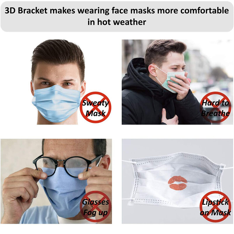 Washable 5pcs Face Mask 3D Breathable Valve Mouth Mask Reusable Breathing Assist Mask Inner Cushion Bracket For Adult Mask