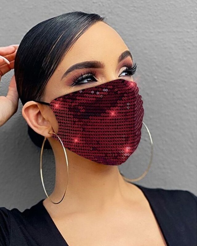 2020 mode Sparkly Strass Maske Elastische Wiederverwendbare Waschbar Bling Maske Für Gesicht Mit Strass Dekoration Gesicht Schmuck