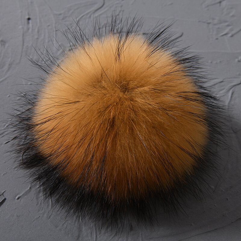 Real de piel de mapache Pom clave cadena pompones de pelo auténtico sombrero de invierno de piel Multicolor bolas para bolsa de zapatos accesorios con botones