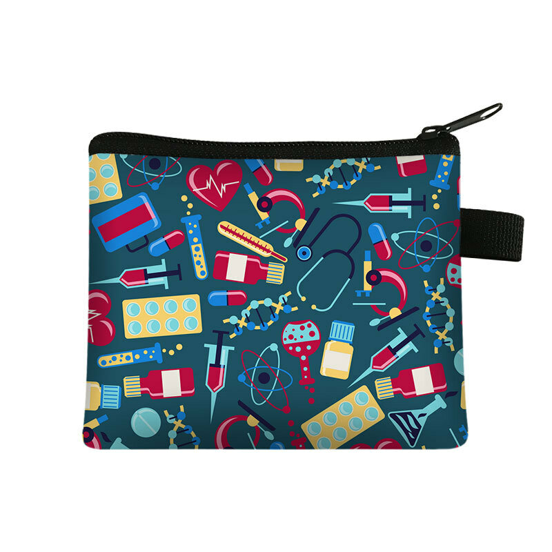 Portamonete studente portafoglio per allattamento grande capacità Ecg figura borsa per carte portatile borsa per chiavi portamonete borsa a mano in poliestere Mini borsa