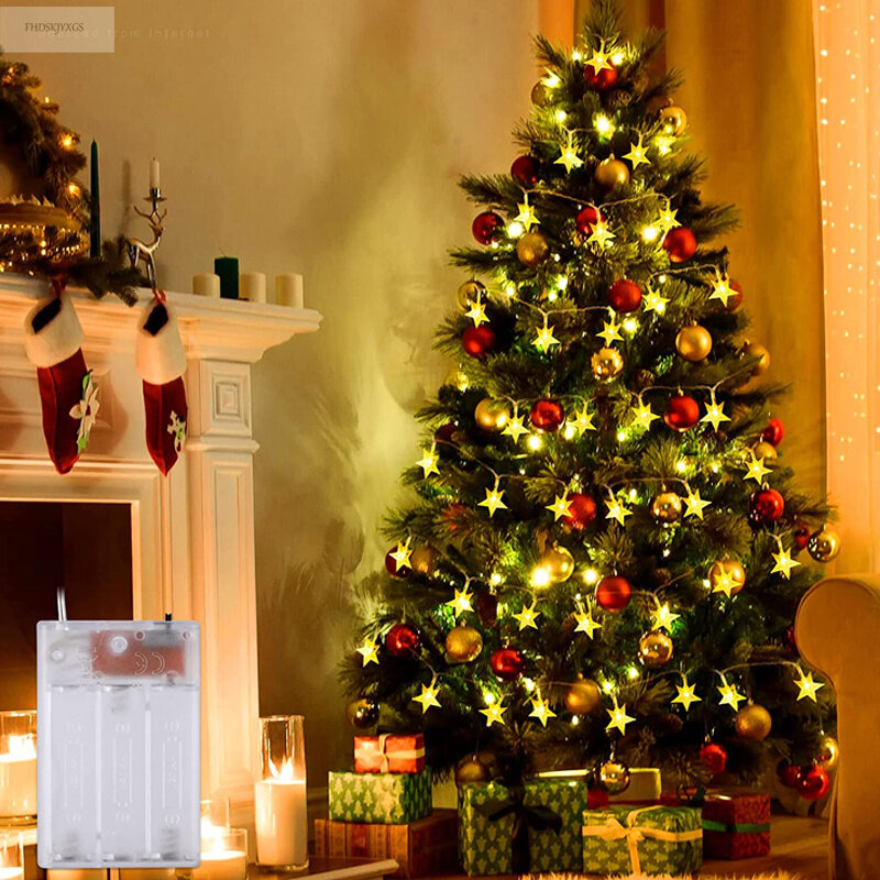 屋外LEDライトガーランド,USB/バッテリー3m/5m/10m,スター,クリスマス,結婚披露宴ライト,装飾