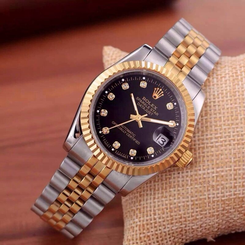 Rolex-Degli Uomini delle Donne Della Vigilanza Del Quarzo del Regalo di modo oro Casual Impermeabile orologi 1550 Ordini