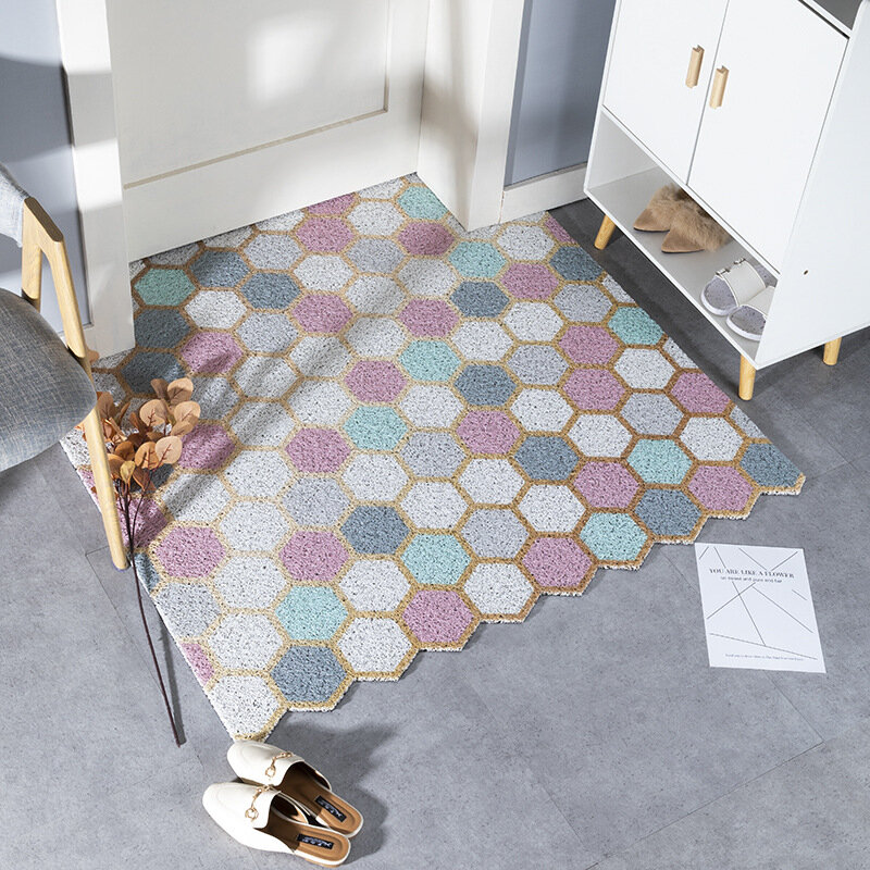 PVC Silk Loop Door Mat carpet geometric Irregular Shape Rug Anti-slip floor mats carpet mat can be cut Nordic Minimalist carpet