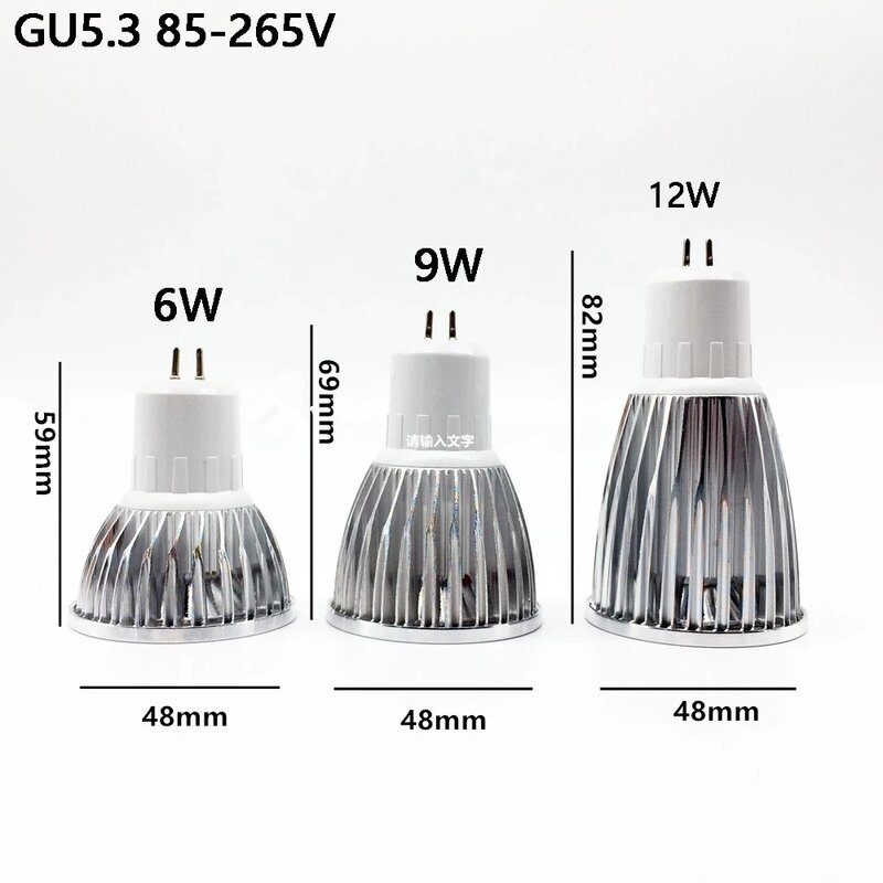 10PCSNew High Power Lampada Led MR16 GU5.3 COB 6w 9w 12w Dimmable Cob Spotlight Warm Cool White MR 16 12V Bulb Lamp GU 5.3 220V