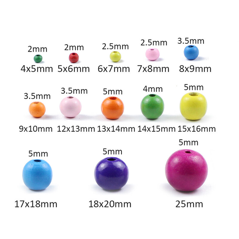 6 ~ 500Pcs Multicolor Spacer Hout Kralen 4/6/8Mm Ronde Houten Kralen Voor Sieraden Maken baby Rammelaar Fopspeen Kralen Bevindingen