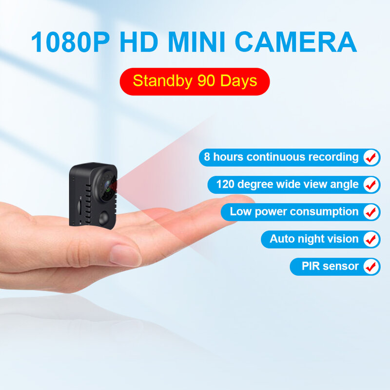 HD Mini kamera noszona na ciele 1080P kieszeń bezpieczeństwa noktowizor z czujnikiem ruchu mała kamera dla samochodów gotowości PIR wideorejestrator