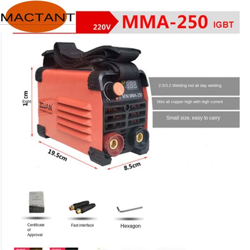 Mma handheld mini soldador elétrico 220v 20-200/250a inversor arco máquina de solda ferramenta