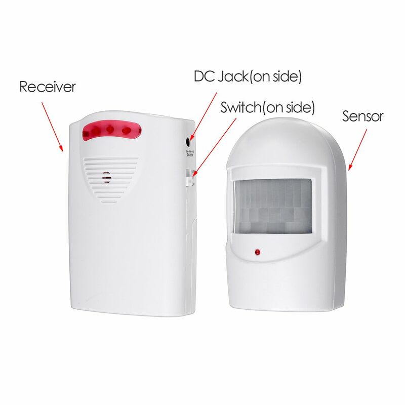 4 Suara Yang Dapat Disesuaikan Sensor Nirkabel Alarm Bel PIR Alarm Selamat Datang Bel Pintu Masuk Rumah Sensor Gerak Bel 2 Sensor + 1 Penerima